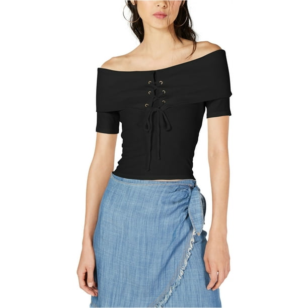 Sage The Label Off-The-Shoulder Lace-Up Top 